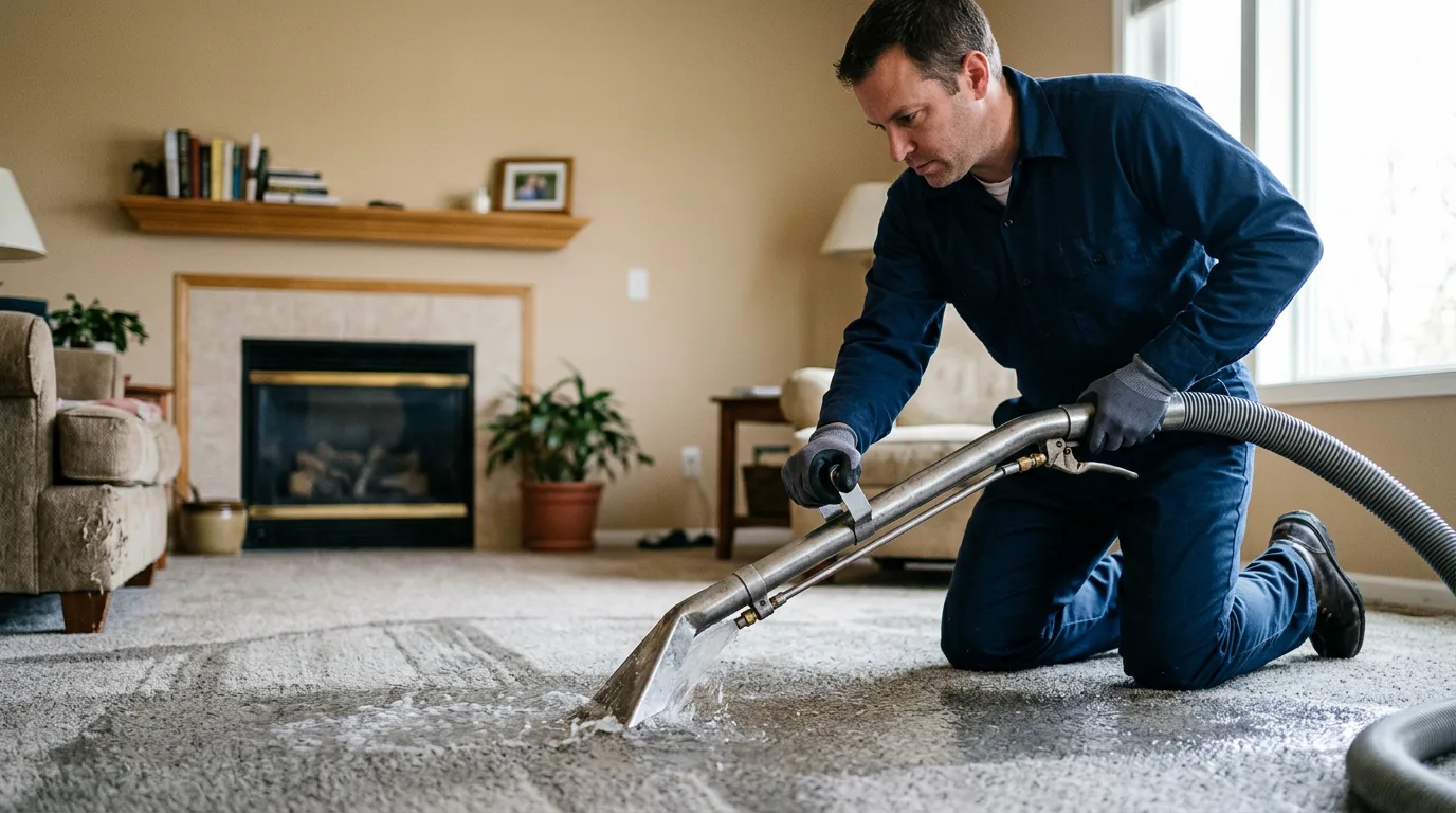 Water damage restoration technician working near Laddonia, MO